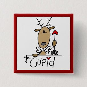 Chapa Cuadrada Camisetas de Navidad de Reno Cupido y Regalos