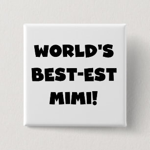 Chapa Cuadrada Camisetas y regalo negros del texto Mimi del