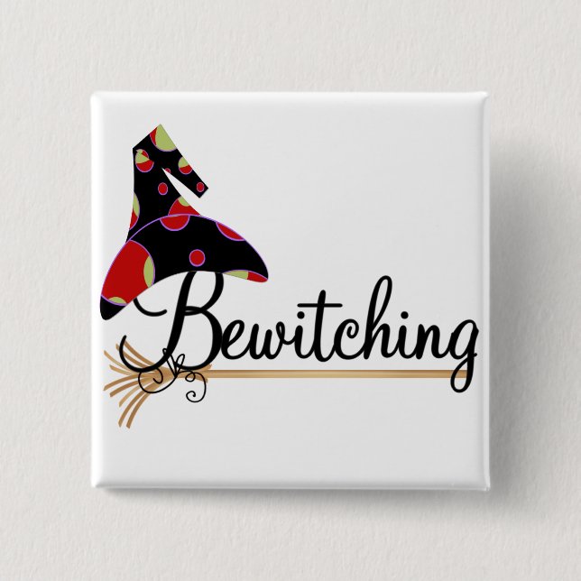 Chapa Cuadrada Camisetas y regalos Bewitching de Halloween (Anverso)