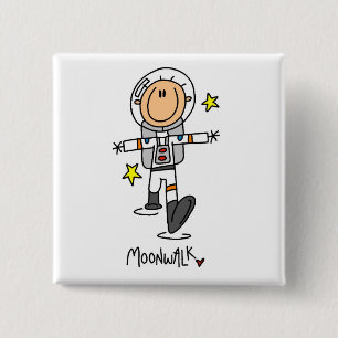Chapa Cuadrada Camisetas y regalos de astronautas que caminan en