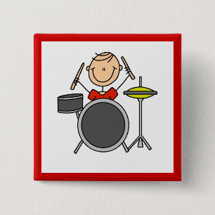 Chapa Cuadrada Camisetas y regalos de baterista masculino con fig