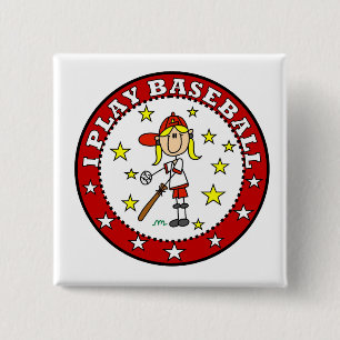 Chapa Cuadrada Camisetas y regalos de béisbol para niñas