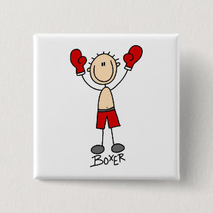 Chapa Cuadrada Camisetas y regalos de boxeador con figuras de pal