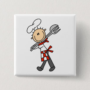 Chapa Cuadrada Camisetas y regalos de chef con pinzas para ensala