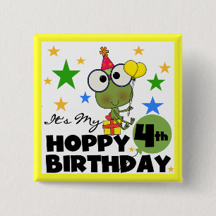 Chapa Cuadrada Camisetas y regalos de cumpleaños de Hoppy Frog