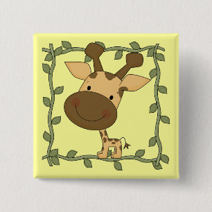 Chapa Cuadrada Camisetas y regalos de la jirafa del bebé