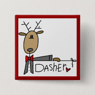 Chapa Cuadrada Camisetas y regalos de Navidad del reno Dasher