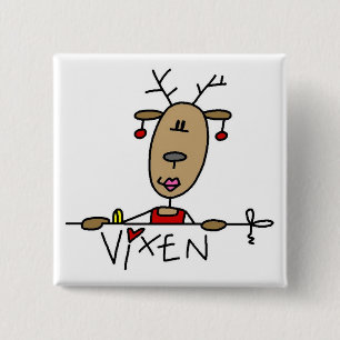 Chapa Cuadrada Camisetas y regalos de Navidad del reno Vixen