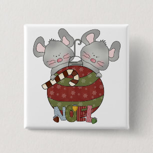 Chapa Cuadrada Camisetas y regalos de Noel Mice Holiday