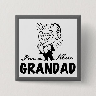 Chapa Cuadrada Camisetas y regalos de nuevo abuelo sonrientes