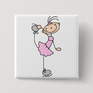 Chapa Cuadrada Camisetas y regalos de patinadora con vestido rosa