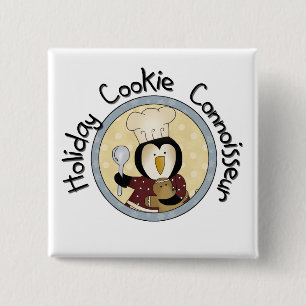 Chapa Cuadrada Camisetas y regalos de Penguin Cookie Connoisseur