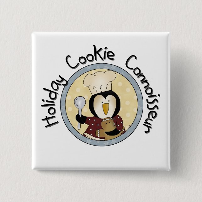Chapa Cuadrada Camisetas y regalos de Penguin Cookie Connoisseur (Anverso)