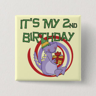 Chapa Cuadrada Camisetas y regalos de segundo cumpleaños de Dinos