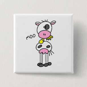 Chapa Cuadrada Camisetas y regalos de vaca con figura de palo