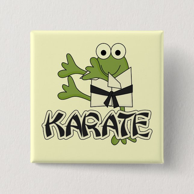 Chapa Cuadrada Camisetas y regalos del karate de la rana (Anverso)