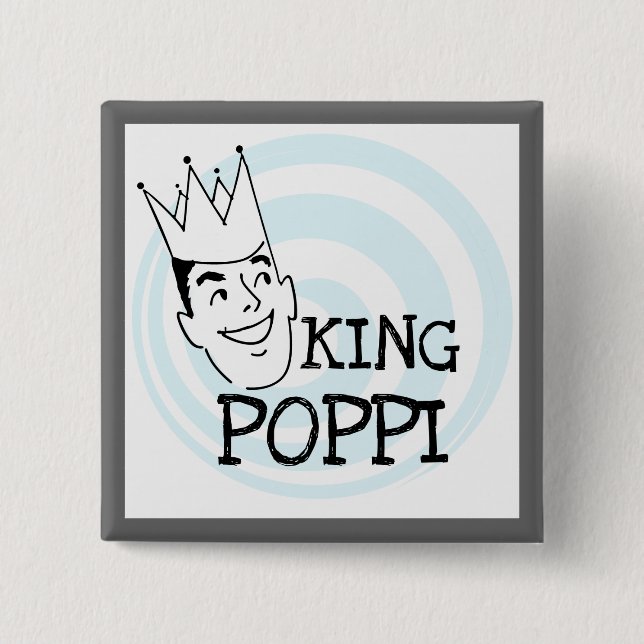 Chapa Cuadrada Camisetas y regalos del Rey Poppi (Anverso)