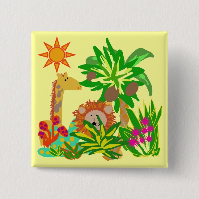 Chapa Cuadrada Camisetas y regalos del safari (Anverso)