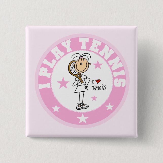 Chapa Cuadrada Camisetas y regalos del tenis del juego del chica (Anverso)