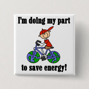 Chapa Cuadrada Camisetas y regalos para ahorrar energía y protege