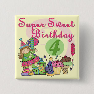 Chapa Cuadrada Camisetas y regalos para el cuarto cumpleaños