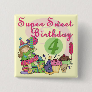 Chapa Cuadrada Camisetas y regalos para el cuarto cumpleaños