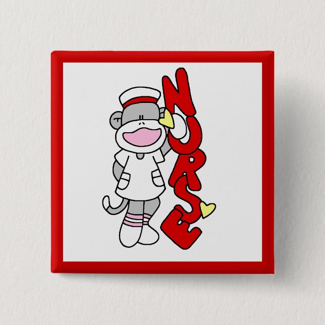 Chapa Cuadrada Camisetas y regalos para enfermeras de monos (Anverso)