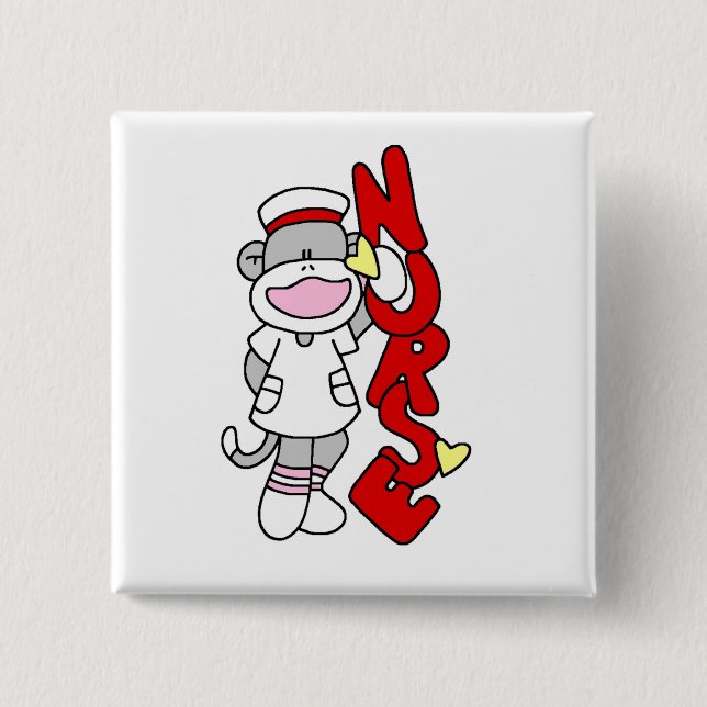 Chapa Cuadrada Camisetas y regalos para enfermeras de monos (Anverso)