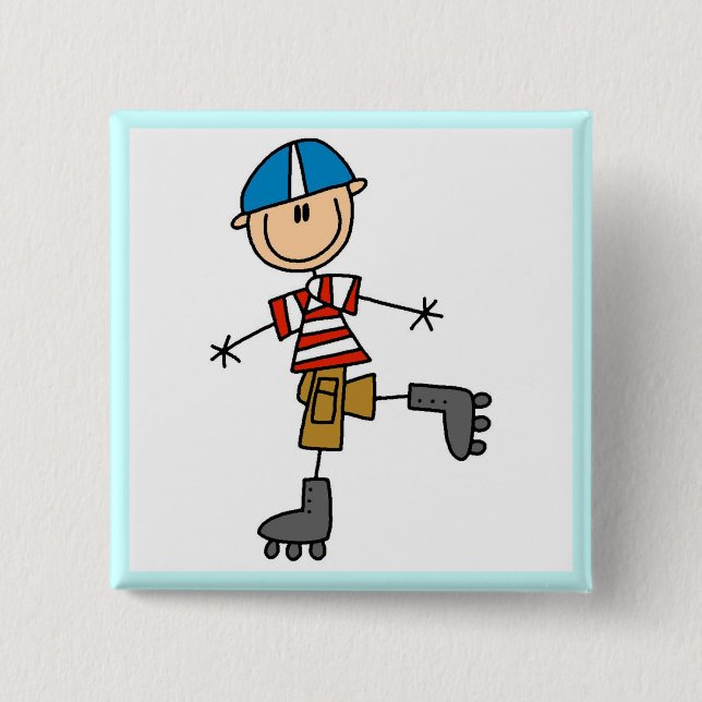 Chapa Cuadrada Camisetas y regalos patinadores en línea (Anverso)