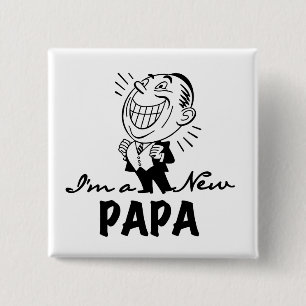 Chapa Cuadrada Camisetas y regalos sonrientes de nuevo papá