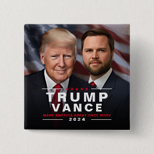 Chapa Cuadrada Campaña de vicepresidente de Trump Vance 2024