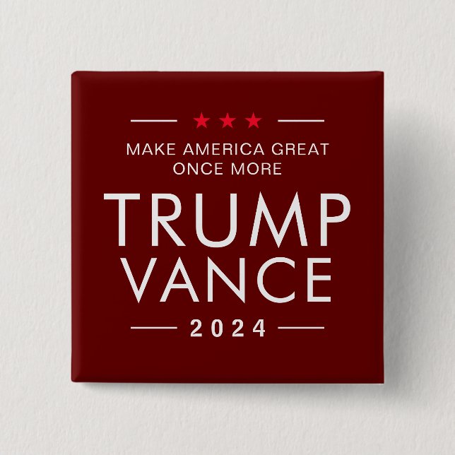 Chapa Cuadrada Campaña política presidencial de Trump Vance 2024 (Anverso)