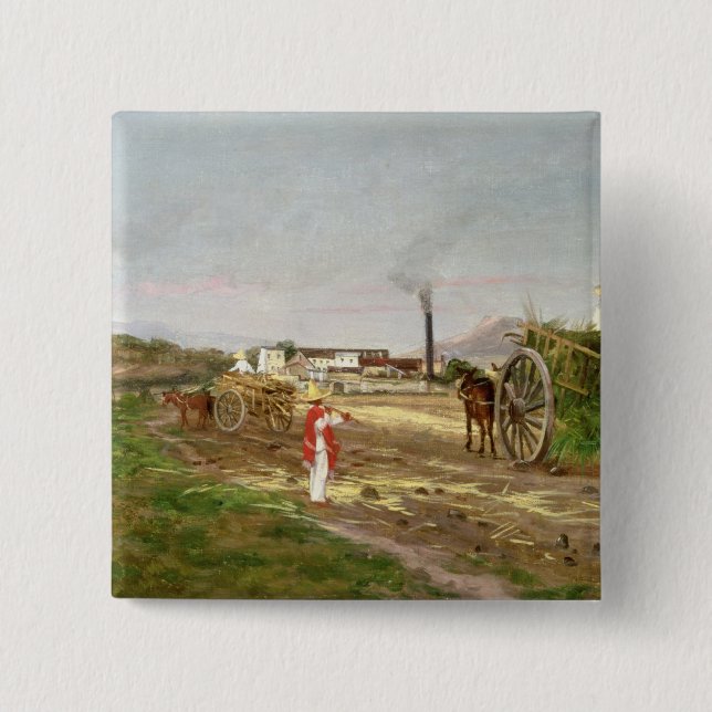 Chapa Cuadrada Campesinos que recogen la caña de azúcar (Anverso)