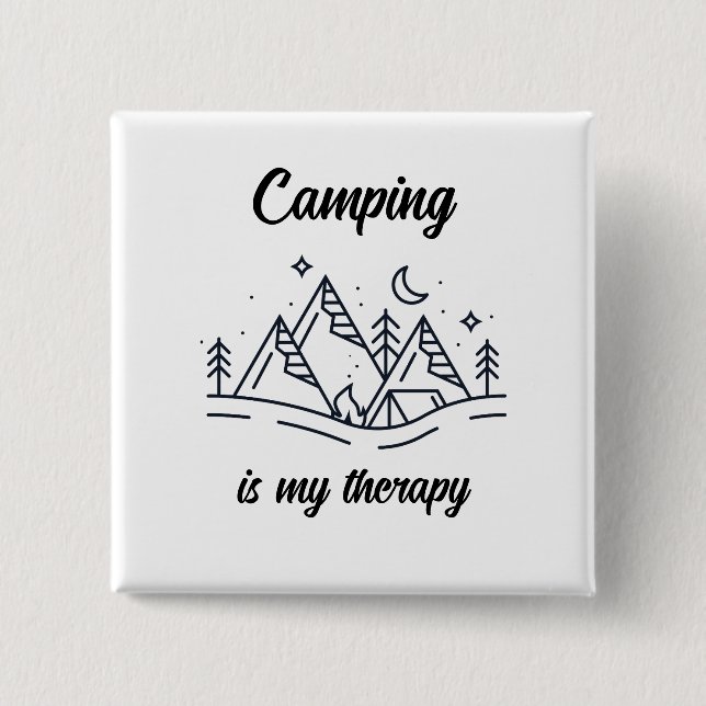 Chapa Cuadrada Camping es mi terapia simple verano (Anverso)