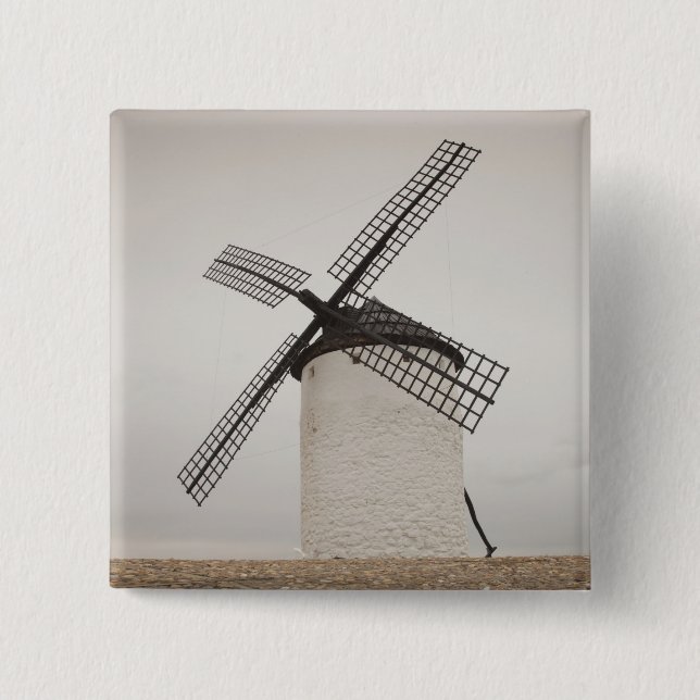 Chapa Cuadrada Campo de Criptana, molinos de viento antiguos de L (Anverso)