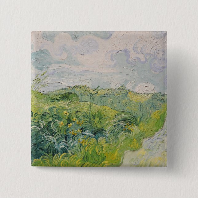 Chapa Cuadrada Campos de trigo verde - Van Gogh - c1889 (Anverso)