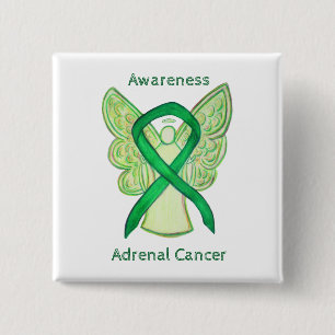 Chapa Cuadrada Cáncer Adrenal Cinta de Conciencia Verde Angel Pin