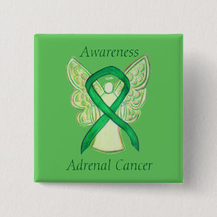 Chapa Cuadrada Cáncer Adrenal Cinta de Conciencia Verde Angel Pin