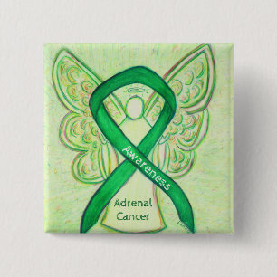 Chapa Cuadrada Cáncer Adrenal Cinta de Conciencia Verde Angel Pin