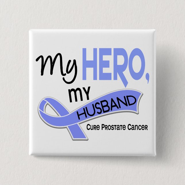Chapa Cuadrada Cáncer de próstata MI HÉROE, MI MARIDO 42 (Anverso)