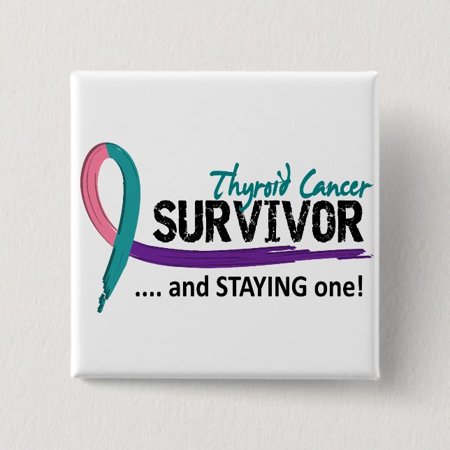 Chapa Cuadrada Cáncer de tiroides del superviviente 8 (Anverso)