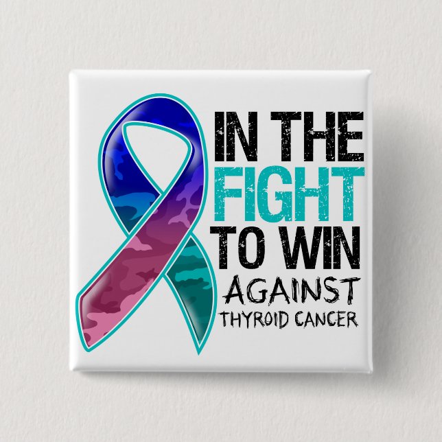 Chapa Cuadrada Cáncer De Tiroides - Lucha Por Ganar (Anverso)