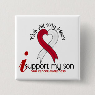 Chapa Cuadrada CÁNCER ORAL apoyo a mi hijo