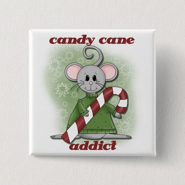 Chapa Cuadrada Candy Cane Addict Tshirts y regalos (Anverso)