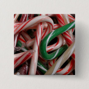 Chapa Cuadrada Candy Canes Navidades vacaciones Verde Blanco y Ro
