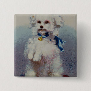 Chapa Cuadrada Caniche con la cinta azul