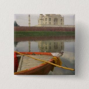 Chapa Cuadrada Canoa en el agua con Taj Mahal, Agra, India