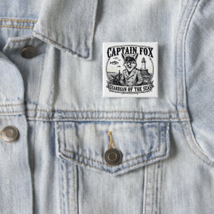 Chapa Cuadrada Capitán Zorro Guardián de los Mares Diseño Náutico
