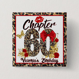 Chapa Cuadrada Capítulo 60 Leopardo Rojo y Oro 60 cumpleaños