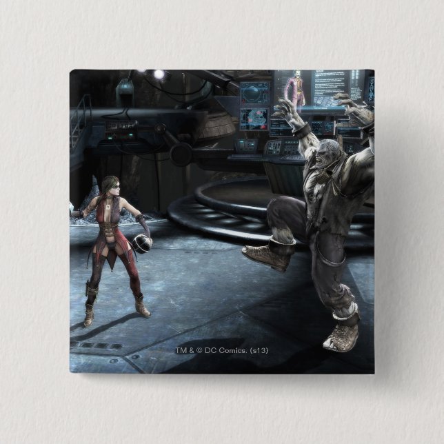 Chapa Cuadrada Captura de pantalla: Harley contra Grundy (Anverso)